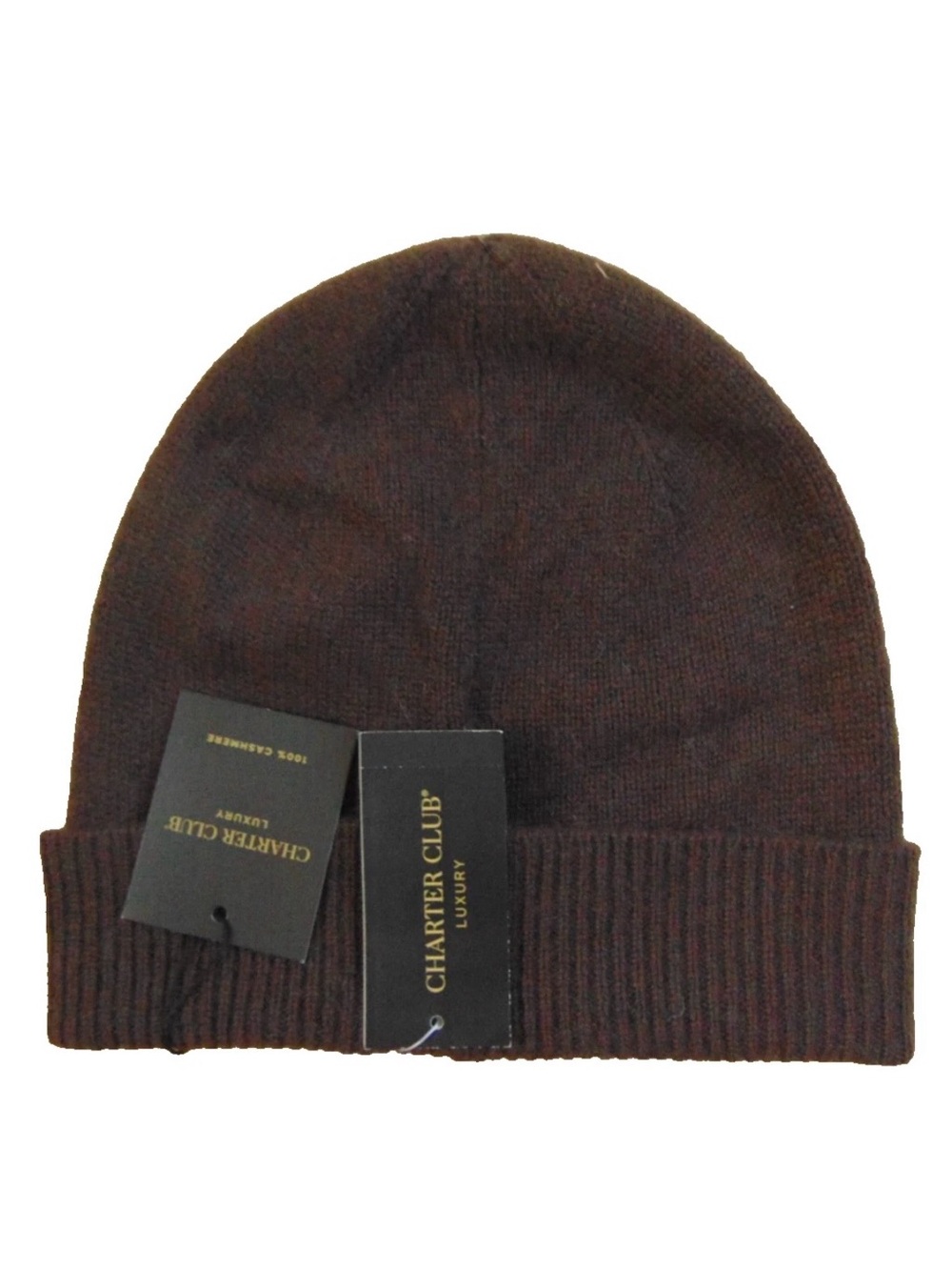 Charter Club 100% Cashmere Cuffed Beanie Coffee Bean Brown One Size NWT Macys